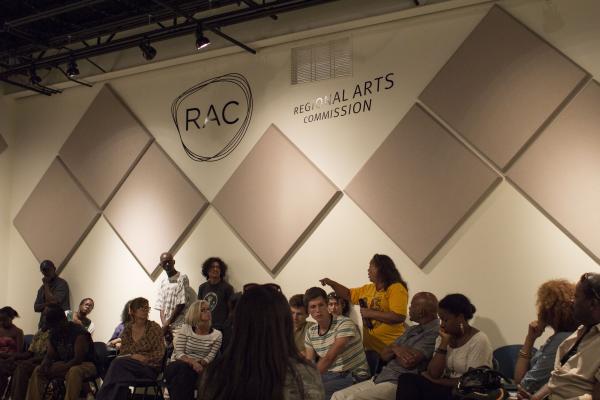 Artists Gather at RAC to Discuss Possible Actions. Credit Willis Arnold/St. Louis Public Radio